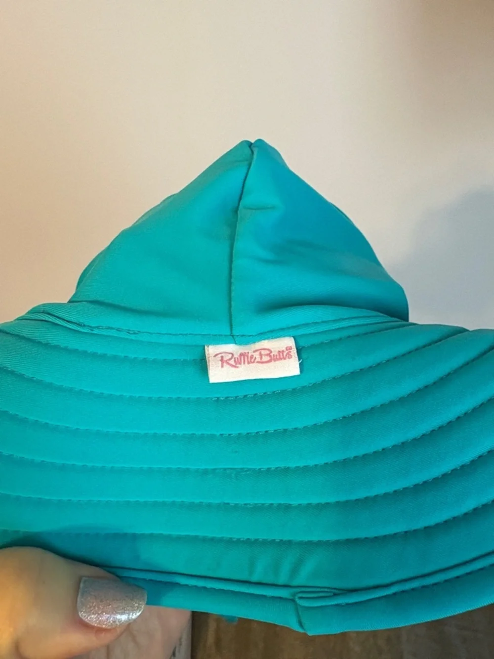 Ruffle Butts Swim Hat in Teal Ribbed Wide Brim size 0-12 Months